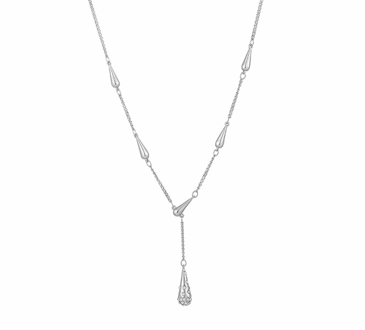 Silver Rain Lariat Necklace